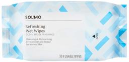 Amazon Brand - Solimo Refreshing Wet Wipes, Ocean Breeze - 30 Pieces