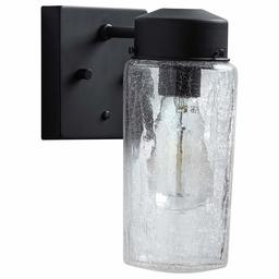 Amazon Brand – Rivet Mid-Century Mercury Glass Shade Indoor/Outdoor Wall Sconce Light with Bulb, 10.05"H, Black