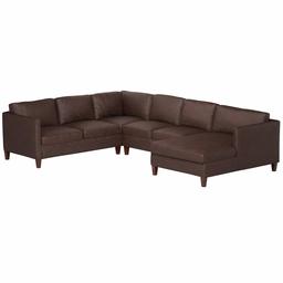 Amazon Brand – Stone & Beam Andover Leather Left-Facing U-Shaped Sectional, 134"W, Driftwood