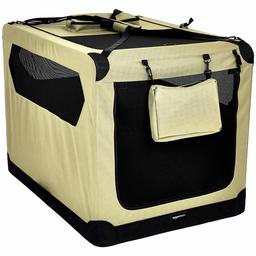 AmazonBasics Premium Folding Portable Soft Pet Dog Crate Carrier Kennel - 42 x 31 x 31 Inches, Khaki