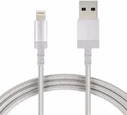 AmazonBasics Nylon Braided Lightning to USB A Cable, MFi Certified Apple iPhone Charger, Silver, 6-Foot