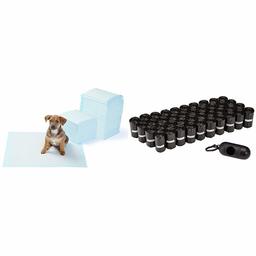 AmazonBasics Dog Waste Bags (600-Pack) and Training Pads (150-Pack)