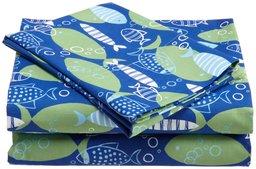 Pinzon Kids Printed Fish Twin Sheet Set