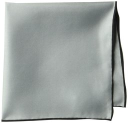 BUTTONED DOWN Men's Classic Silk Hand Rolled Pocket Square, solid silver, One Size