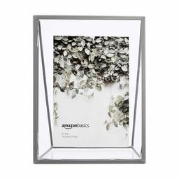 AmazonBasics Wedge Floating Photo Frame for 4 x 6 Inch Photos - Slim Frame, Nickel