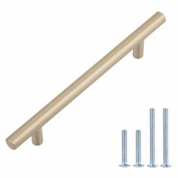 AmazonBasics Euro Bar Cabinet Handle (1/2" Diameter), 7.38"Length (5" Hole Center), Golden Champagne, 25-pack