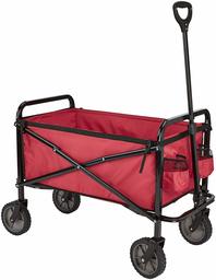 AmazonBasics Garden Tool Collection - Collapsible Folding Outdoor Garden Utility Wagon with Cover Bag, Red
