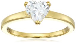 Yellow-Gold-Plated Silver Heart-Shape (1.5 cttw) Solitaire Ring made with Swarovski Zirconia, Size 6
