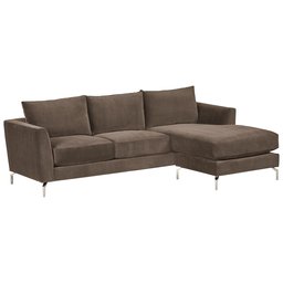 Amazon Brand – Rivet Emerly Modern Sofa Chaise, 96"W, Pewter
