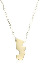 10k Yellow Gold New Jersey State Pendant Necklace, 16"+2" Extender