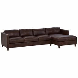 Amazon Brand – Stone & Beam Andover Right-Facing Sofa-Chaise Sectional, 126"W, Driftwood Leather