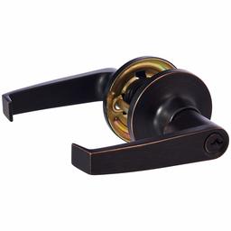 AmazonBasics Entry Door Lever With Lock, Hook, Oil Rubbed Bronze