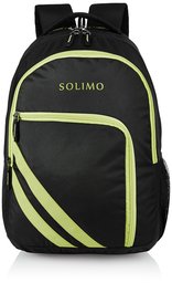 Amazon Brand - Solimo Travel Backpack (29 litres, Coal Black & Lime Green)