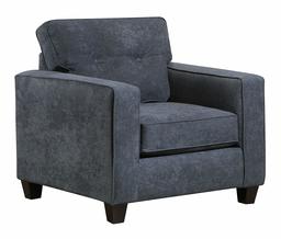 Amazon Brand – Stone & Beam Joanna Contemporary Tufted Accent Chair with Reversible Cushions, 40"W, Blue