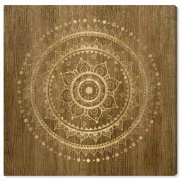 Amazon Brand – Stone & Beam Contemporary Gold on Brown Mandala Canvas Wall Art Print, 24" x 24"