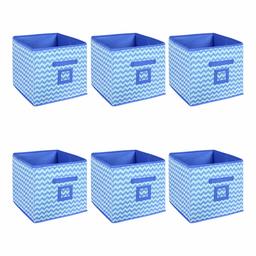 Amazon Brand - Solimo Printed Fabric Storage Box, Medium, Set of 6, Yellow