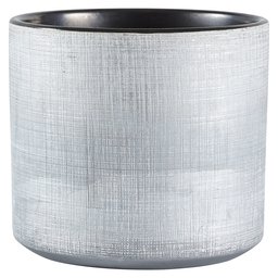 Amazon Brand – Rivet Rustic Stoneware Crosshatch Indoor Flower Plant Pot, 6.25"H, Silver, Medium Planter