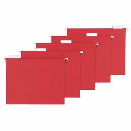 AmazonBasics Hanging File - Basic, 1/5 Tab, Red, Letter, 25 per Box