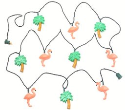 Lidco L2065 Electric Flamingo Patio Lights, 10 Light Beach Party Set