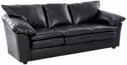 Amazon Brand – Ravenna Home Darian Oversized Pillow Faux Leather Sofa, 92"W, Black