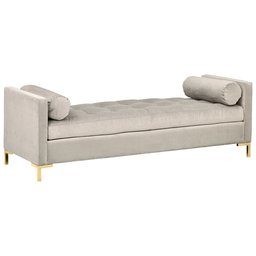 Amazon Brand – Rivet Uptown Mid-Century Velvet Tufted Customizable Daybed Sofa, 78"W, Dove Grey & Brass