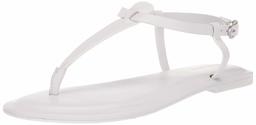 Amazon Brand - 206 Collective Women's Sakon Leather Flat Sandal, White, 5.5 B US