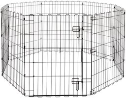 AmazonBasics Foldable Metal Pet Dog Exercise Fence Pen With Gate - 60 x 60 x 30 Inches