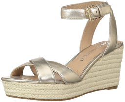 Amazon Brand - 206 Collective Women's Campbell Espadrille Dress Wedge-High Sandal, gold leather, 9.5 B US