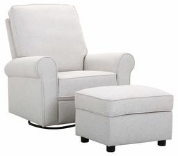 Amazon Brand – Ravenna Home Classic Swivel Recliner with Storage Ottoman, 35"W, Cream