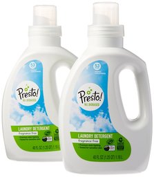 Amazon Brand - Presto! 96% Biobased Concentrated Liquid Laundry Detergent, Fragrance Free, 106 Loads (2-pack, 40oz/53 loads each)
