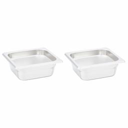 AmazonCommercial 1/6 Size x 2-1/2" Deep, Anti-Jam Stainless Steel Steam Table/Hotel Pan, 22 Gauge, Pack of 2