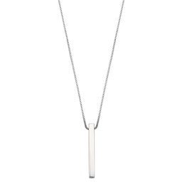 Women's Engravable 925 Sterling Silver 40MMX4.7MM Polished Rectangular Bar I.D. Charm on 18" Chain Pendant Necklace, Size 0
