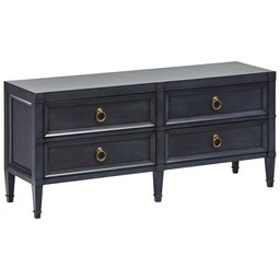 Amazon Brand – Stone & Beam Alan Casual Wood Media TV Console Table, 62"W, Washed Navy and Gold