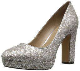 Amazon Brand - The Fix Women's Brooke High-Heel Platform Dress Pump, Silver Ice, 7 B US