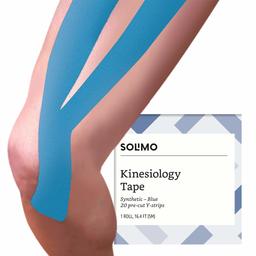 Amazon Brand - Solimo Kinesiology Tape Synthetic Y Strips, Blue, 1 Roll of 20, 2" x 10" Strips