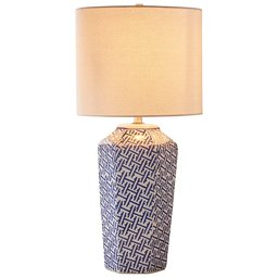Amazon Brand – Rivet MH090517-D Stone & Beam Alexa Enabled ShaBoy Lamp, 12.0" x 12.0" x 26.0", Table Nickel