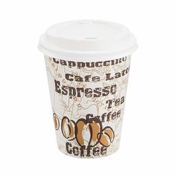 AmazonBasics Hot Cups with Lids, Café Design, 12 oz, 100-Count