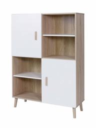 Amazon Brand - Movian Oker 2-Door Cabinet/Bookcase with 8 Shelves, 100 x 140cm, Light Brown Oak-Effect/White