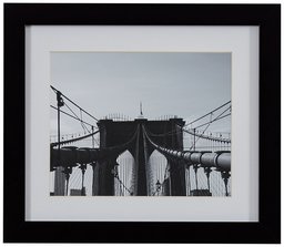 Amazon Brand – Rivet Black and White Matted Print Wall Art of Brooklyn Bridge, Black Frame, 22" x 18"