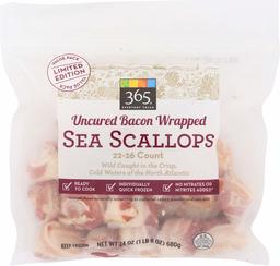 365 Everyday Value, Uncured Bacon Wrapped Sea Scallops, 24 oz