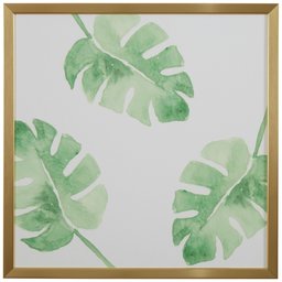 Amazon Brand – Rivet Watercolor Green Leaf Print Wall Art in Gold Wood Frame, 20" x 20"