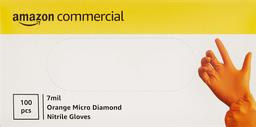 AmazonCommercial Powder Free Disposable Nitrile Gloves, 7 mil, Orange, Micro Diamond, 240MM Size M, 1000 (10 Boxes of 100)