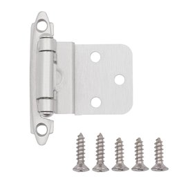 AmazonBasics 3/8 Inch Kitchen Inset Cabinet Door Hinge, Self-Closing, 1 Pair, Satin Nickel, 10-Pack