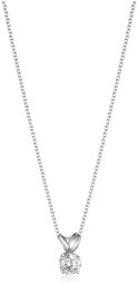 14k White Gold 16" Adjustable to 18" 4-Prong Set Round-Cut Diamond Pendant (1/2 cttw, J-K Color, I2-I3 Clarity)