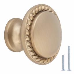 AmazonBasics Round Braided Cabinet Knob, 1.25" Diameter, Golden Champagne, 25-pack
