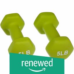 (Renewed) AmazonBasics Neoprene Dumbbells, Set of 2, (2.3 KGS Each ) - Green