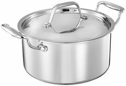 Amazon Brand - Solimo Tri-ply Stainless Steel Induction Base Sauce Pot with Steel lid (20cm, 3.1L)