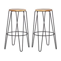 Amazon Brand – Rivet Dayton Mid-Century Modern Metal Bar Stool, 24"H, Pack of 2, Beige