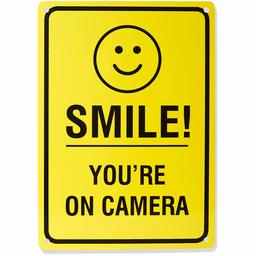 AmazonBasics Video Surveillance Sign, Smile You're on Camera, 14" x 10"