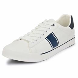 Klepe Men's Navy Vulcansied Canvas White Sneakers-9 UK (43 EU) (10 US) (0708H/WHT)